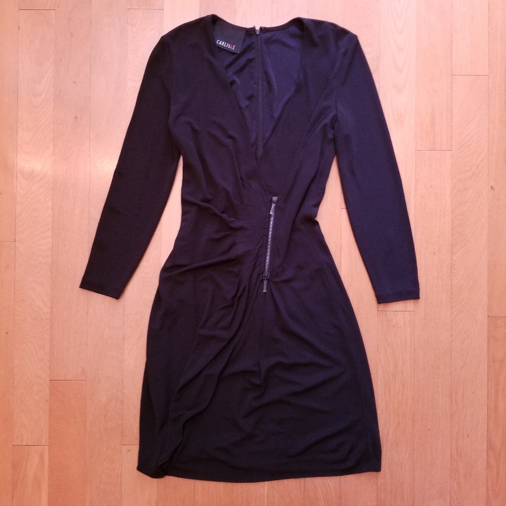 Carlisle Cocktail Pleated Wrap Zipper Front Dress